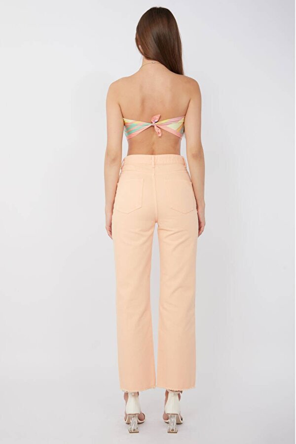 Banny Jeans Kadın Basic Paçası Kesik Jean Pantolon Somon