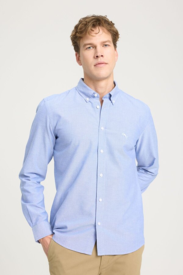 Wrangler Regular Fit Normal Kesim %100 Pamuk Açık Mavi Oxford Gömlek