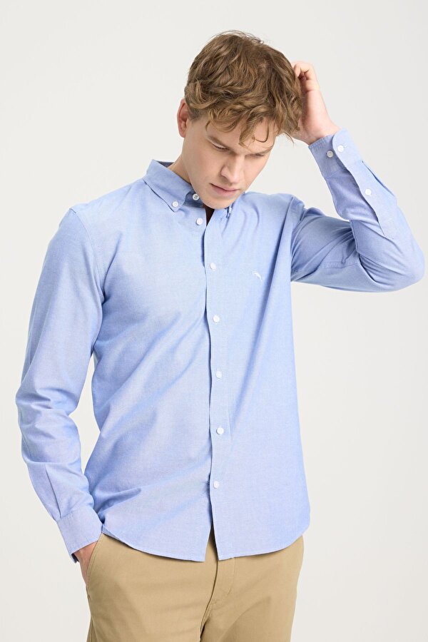 Wrangler Regular Fit Normal Kesim %100 Pamuk Açık Mavi Oxford Gömlek