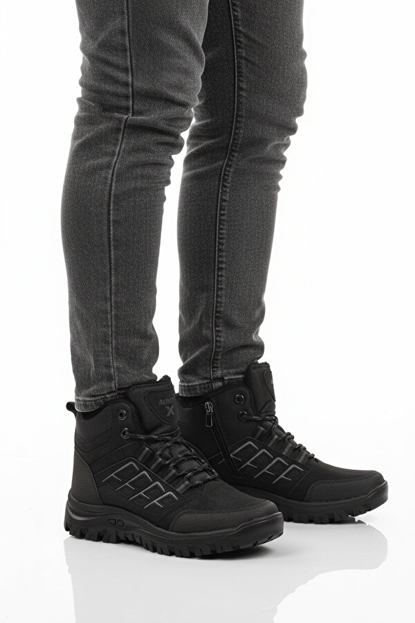 Almera Siyah Suni Deri Erkek Outdoor Bot