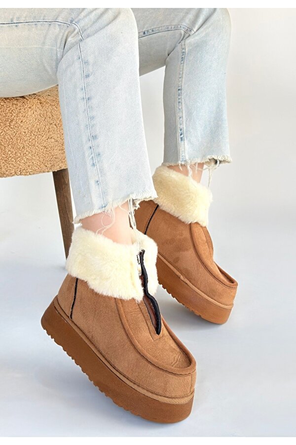Pabucmarketi Taba Süet Kadın Düz Bot