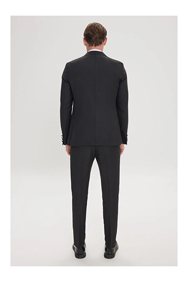 Altınyıldız Classıcs Erkek Slim Fit Dar Kesim Kırlangıç Yaka Balıksırtı Desenli Yelekli Smokin Takım