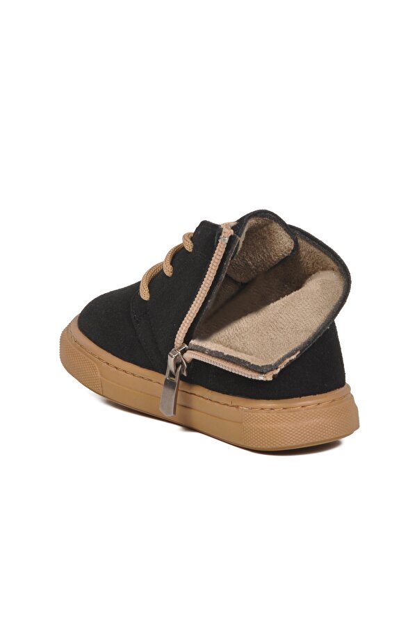 Ayakmod Siyah Süet Bağcıklı Fermuarlı Bebek Bot 823106 B