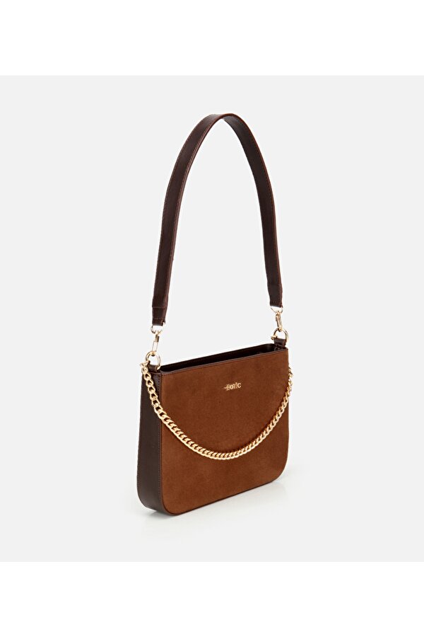 Hotiç Kadın Süet Taba Gold Zincir Detaylı Omuz Çantası