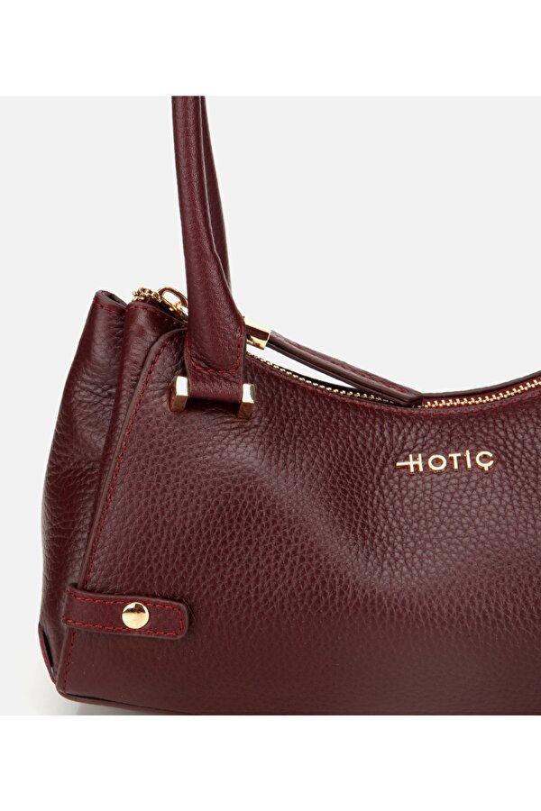 Hotiç Kadın Deri Bordo Bowling Omuz Çantası