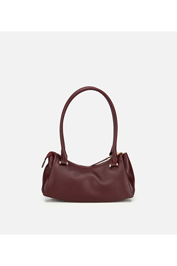 Hotiç Kadın Deri Bordo Bowling Omuz Çantası