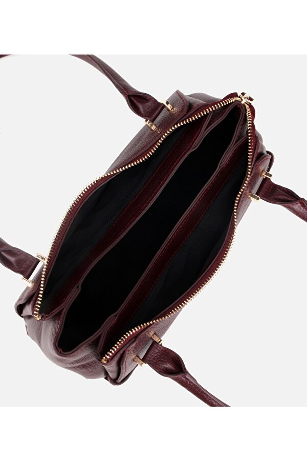 Hotiç Kadın Deri Bordo Bowling Omuz Çantası