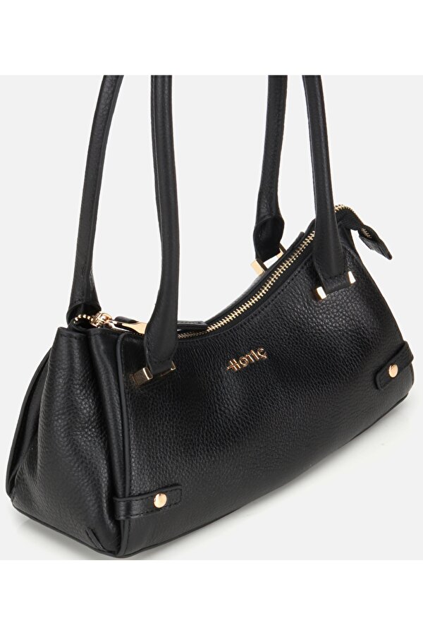 Hotiç Kadın Deri Siyah Bowling Omuz Çantası