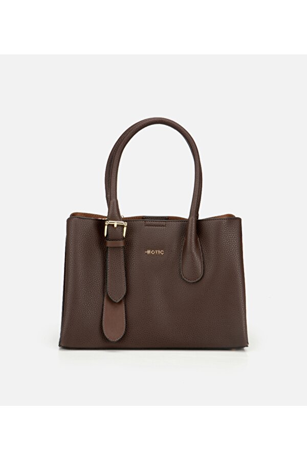 Hotiç Kadın Kahverengi Kemer Detaylı Omuz Çantası