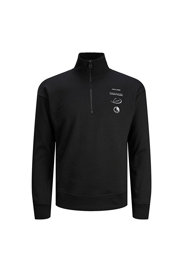 Dik Yaka Siyah Erkek Sweatshırt 12242262_JCOREFLECT SWEAT HALF ZIP