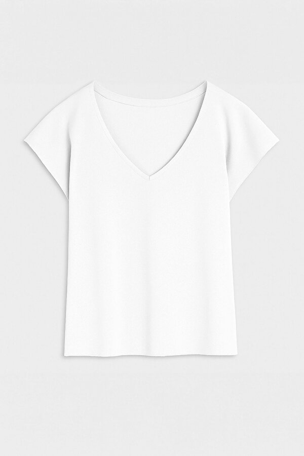 Markapia Woman Kadın V Yaka Kısa Kollu İnce Esnek T-Shirt