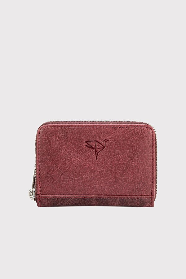 Sydney Hakiki Deri Bozuk Para Gözlü Rfid Engelleyici Unisex Cüzdan Bordo