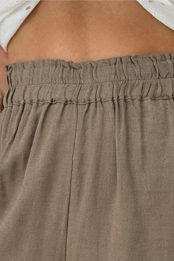 Only Kadın Onltokyo Yüksek Bel Rahat Form Keten Pantolon 15259590 Vizon