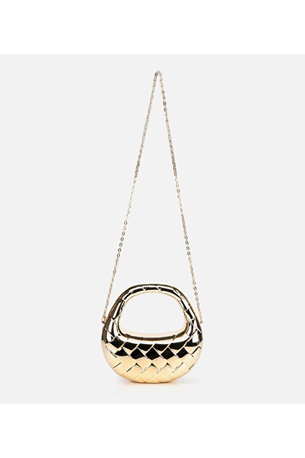 Hotiç Kadın Gold Metalik Dokulu Portföy Çanta