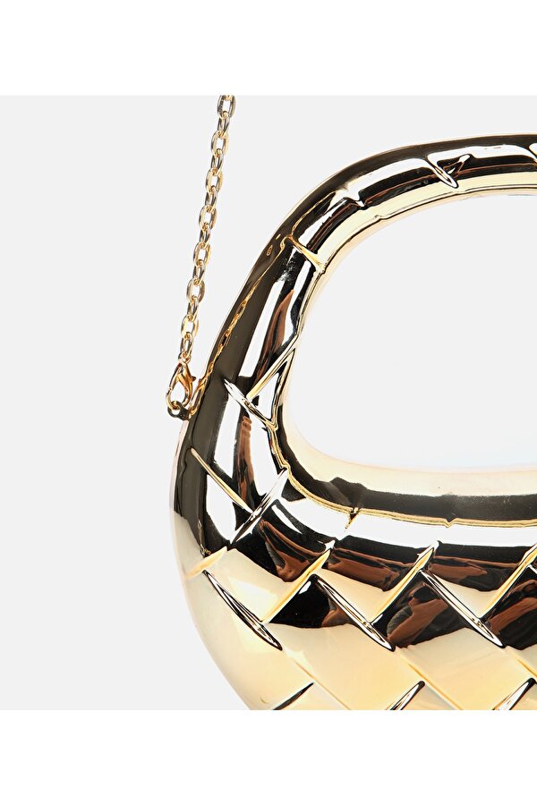 Hotiç Kadın Gold Metalik Dokulu Portföy Çanta