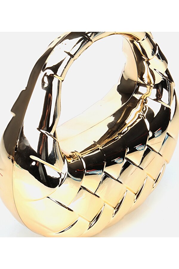 Hotiç Kadın Gold Metalik Dokulu Portföy Çanta