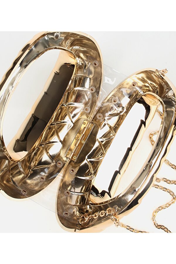 Hotiç Kadın Gold Metalik Dokulu Portföy Çanta