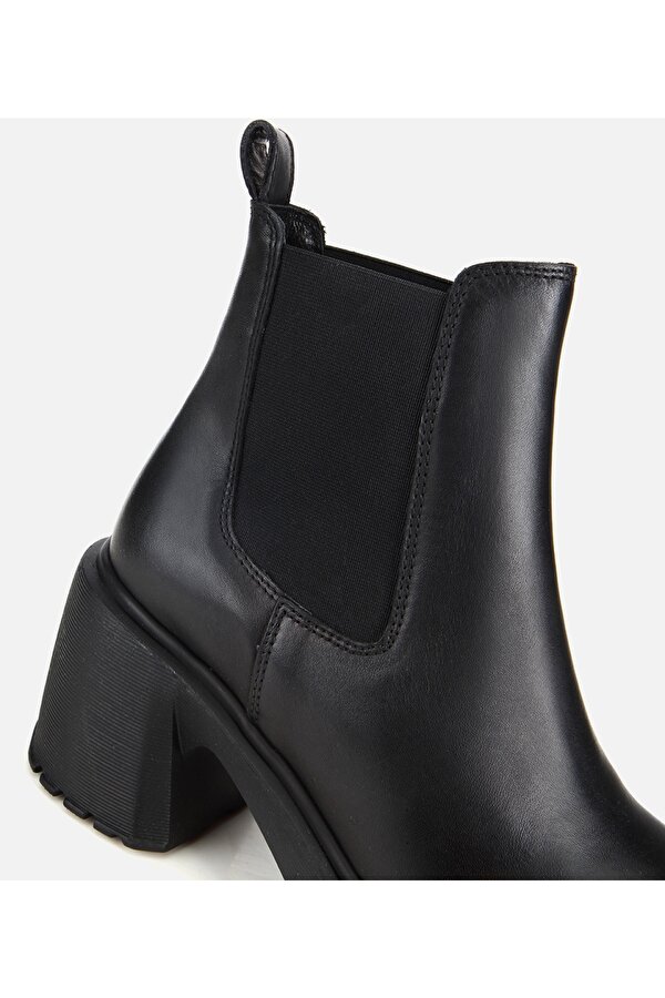 Hotiç Kadın Deri Siyah Lastik Detaylı Kalın Tabanlı Topuklu Bot
