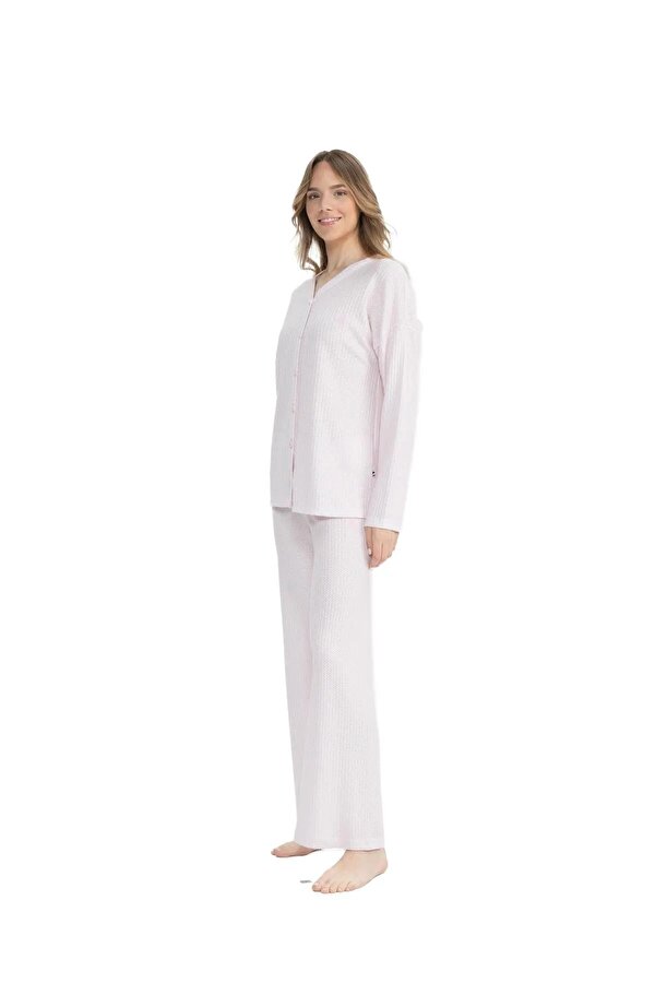 Kadın Fitilli Boydan Patlı Pijama Takımı
