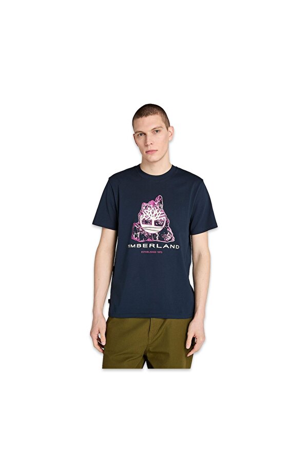 Tb0A5Mka Front Seasonal Tree Logo Graphic Tee Lacivert Erkek T-Shirt