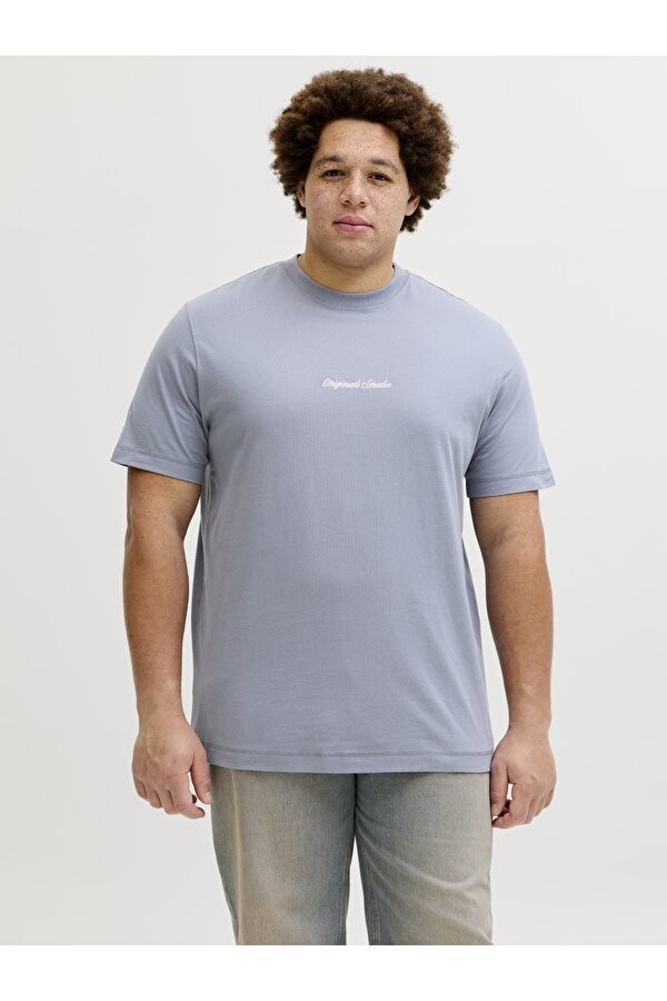 Jack Jones Jornorrebro Emb Tee Ss Crew Neck Pls Erkek Gri Büyük Beden Tshirt 12284161-05