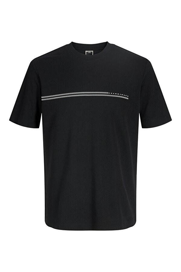 Jack Jones Jcofusıon Chest Brand Tee Ss Cn Pls Erkek Siyah Büyük Beden Tshirt 12297257-02