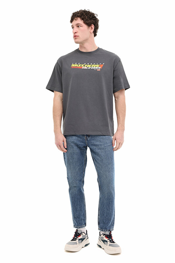 Skechers Graphic Tee Gri Erkek Kısa Kol T-Shirt