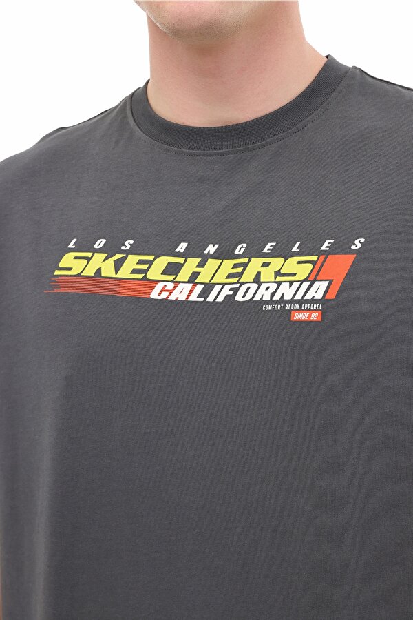Skechers Graphic Tee Gri Erkek Kısa Kol T-Shirt