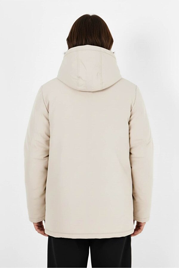 D1fference İçi Kürklü Kapüşonlu Jel Elyaflı Su & Rüzgar Geçirmez Cepli Erkek Kışlık Parka Mont