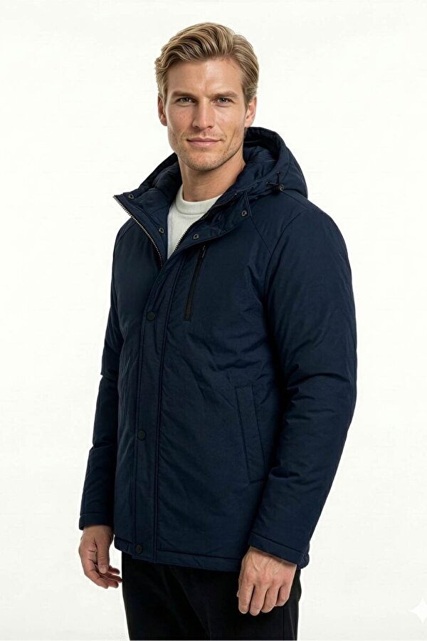 D1fference İçi Astarlı Kapüşonlu Jel Elyaflı Su & Rüzgar Geçirmez Cepli Erkek Kışlık Parka Mont