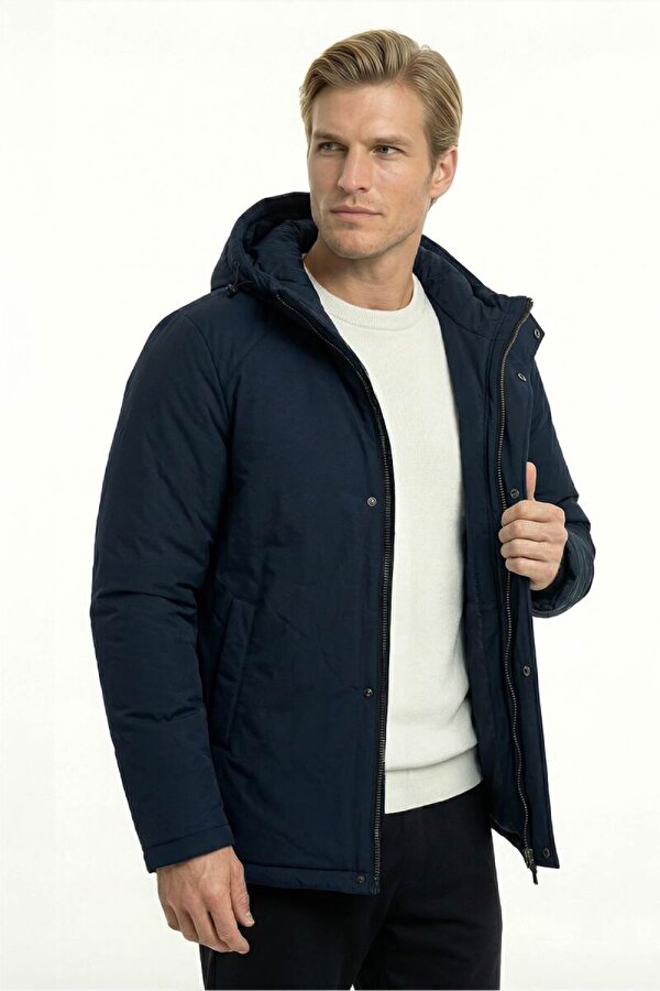 D1fference İçi Astarlı Kapüşonlu Jel Elyaflı Su & Rüzgar Geçirmez Cepli Erkek Kışlık Parka Mont