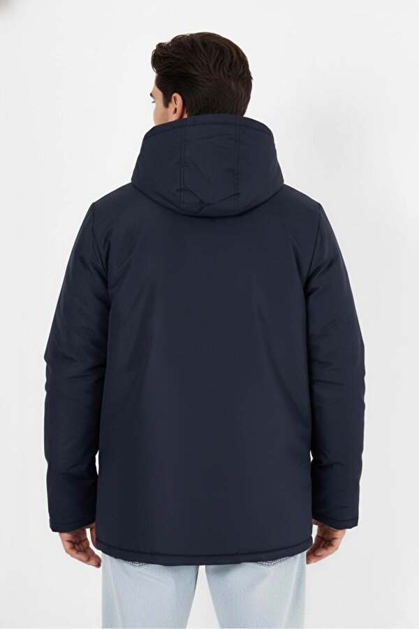 D1fference İçi Kürklü Kapüşonlu Jel Elyaflı Su & Rüzgar Geçirmez Cepli Erkek Kışlık Parka Mont