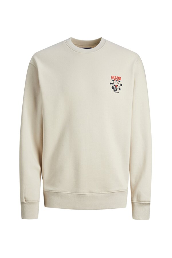 Yuvarlak Yaka Krem Erkek Sweatshırt 12248538_JORMAKI SWEAT CREW NECK TG