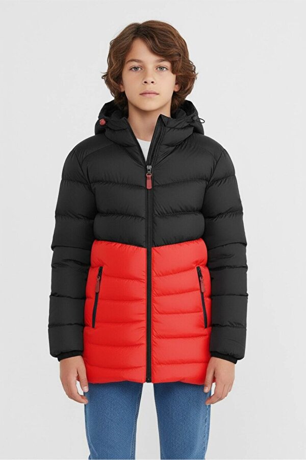 D1fference İçi Kürklü Kapüşonlu Jel Elyaf Dolgulu Şişme Erkek Çocuk Kışlık Mont (Çift Renk)
