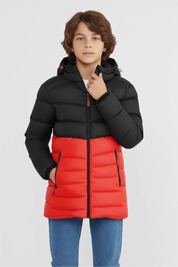 D1fference İçi Kürklü Kapüşonlu Jel Elyaf Dolgulu Şişme Erkek Çocuk Kışlık Mont (Çift Renk)