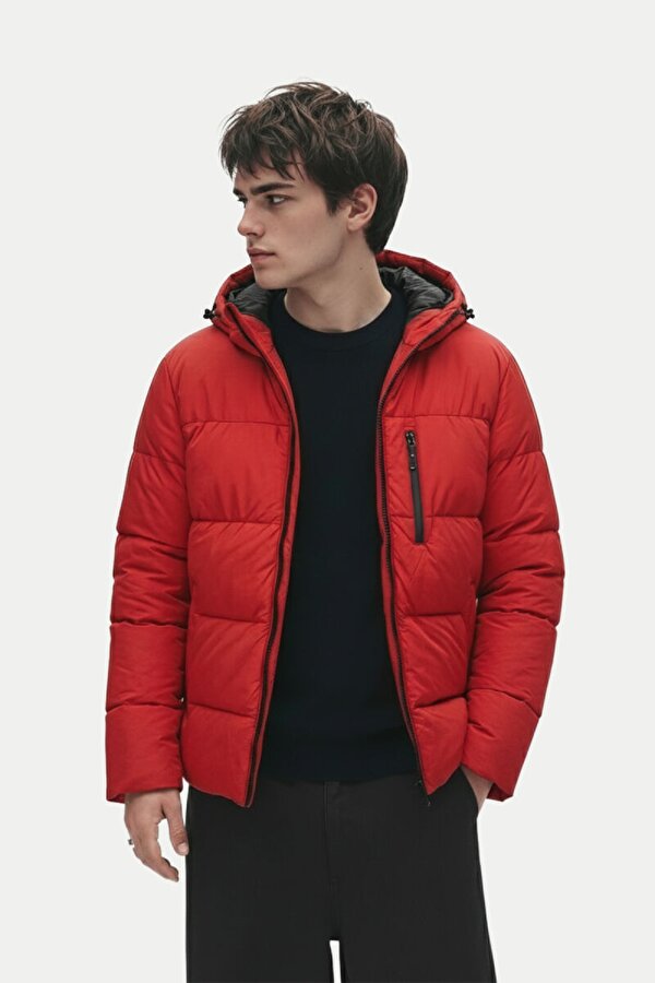 D1fference Jel Elyaf Dolgulu Kapüşonlu Şişme Erkek Mont  İçi Astarlı Kışlık Spor Mont – Cepli