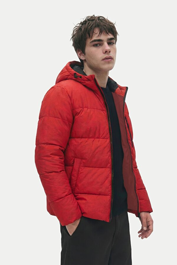 D1fference Jel Elyaf Dolgulu Kapüşonlu Şişme Erkek Mont  İçi Astarlı Kışlık Spor Mont – Cepli