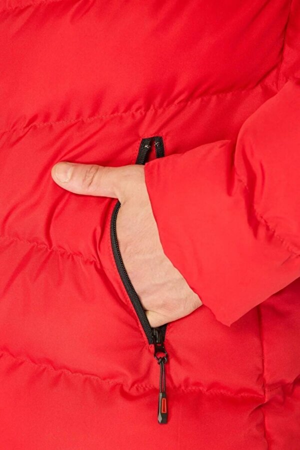 D1fference Kapüşonlu Şişme Erkek Kışlık Mont  Jel Elyaf Dolgulu, İçi Astarlı, Cepli