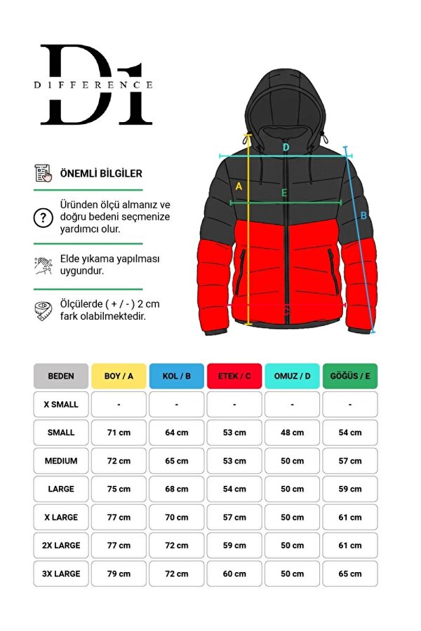 D1fference Kapüşonlu Jel Elyaf Dolgulu Şişme Erkek Mont  İçi Astarlı Çift Renk Kışlık Mont