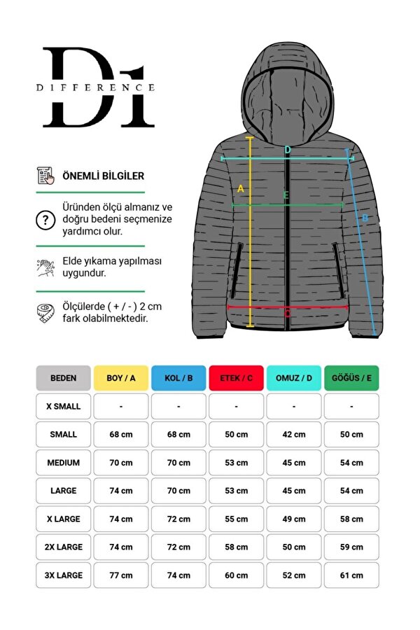 D1fference Kapüşonlu Su & Rüzgar Geçirmez İçi Astarlı Cepli Fit Erkek Kışlık Şişme Mont