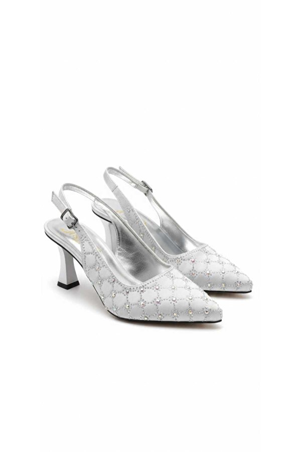 Mcdark ABİYE  SATEN KUMAŞ TAŞLI ABİYE TOPUKLU AYAKKABI