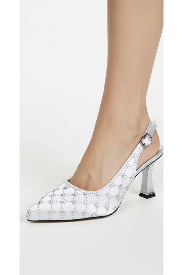 Mcdark ABİYE  SATEN KUMAŞ TAŞLI ABİYE TOPUKLU AYAKKABI