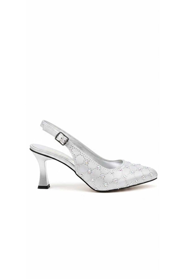 Mcdark ABİYE  SATEN KUMAŞ TAŞLI ABİYE TOPUKLU AYAKKABI