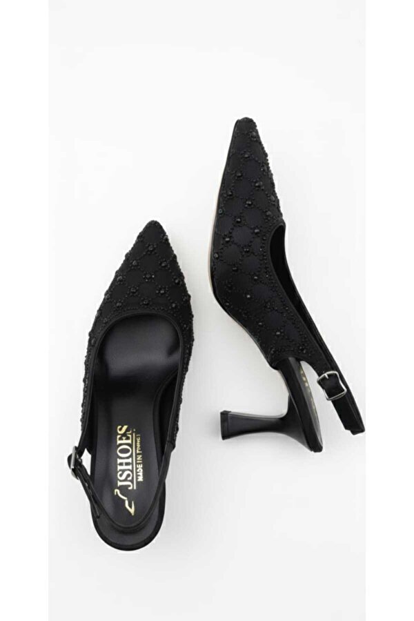 Mcdark ABİYE  SATEN KUMAŞ TAŞLI ABİYE TOPUKLU AYAKKABI