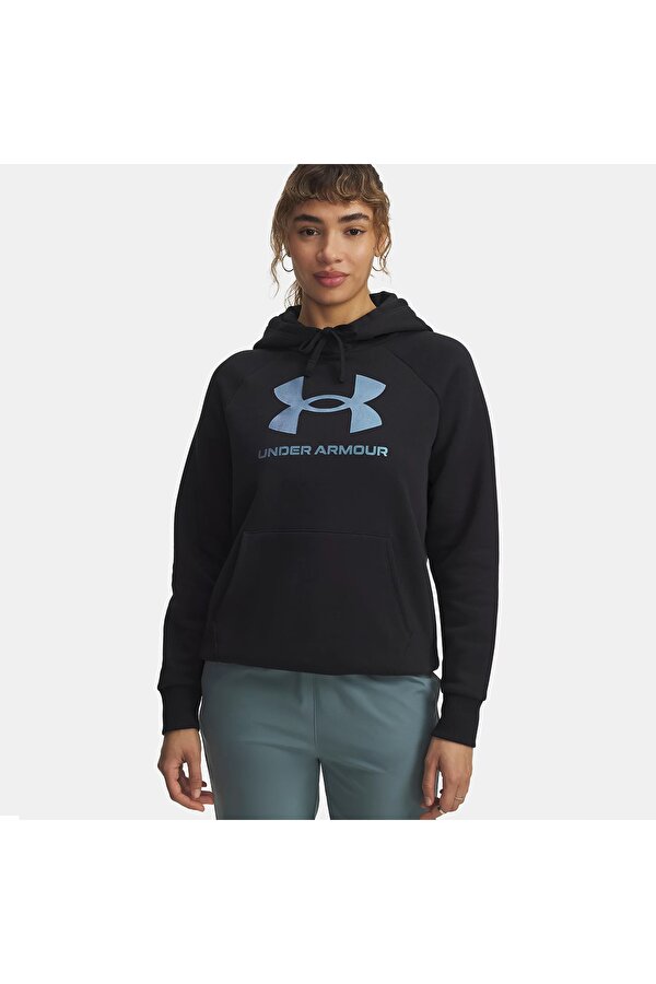 Under Armour Rival Fleece Shimmer Kadın Siyah Kapüşonlu Sweatshirt