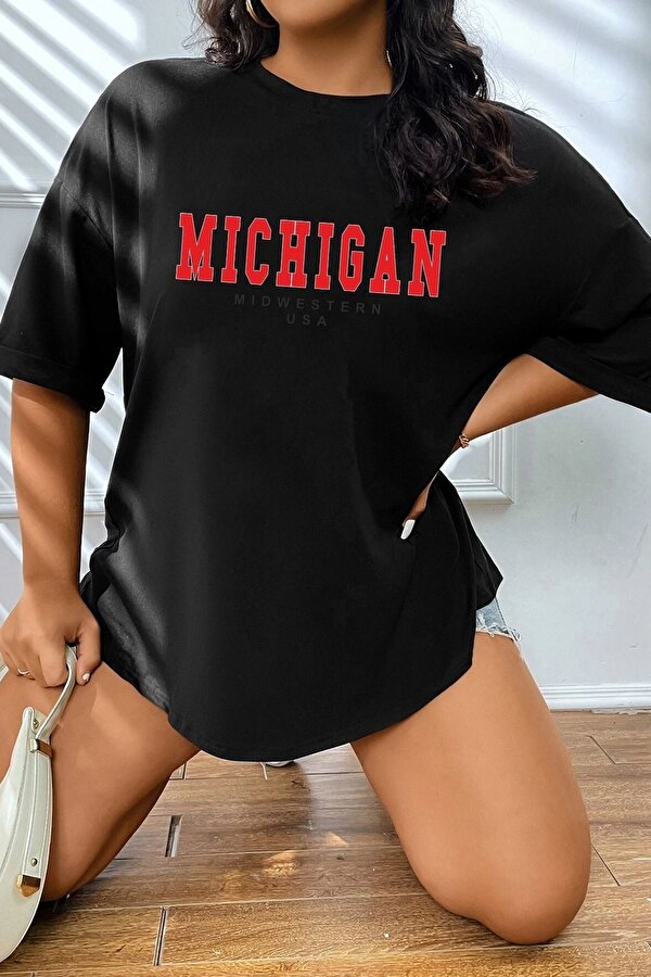 Unisex Michigan Baskılı T-shirt - FLO 3 Al 1 Öde