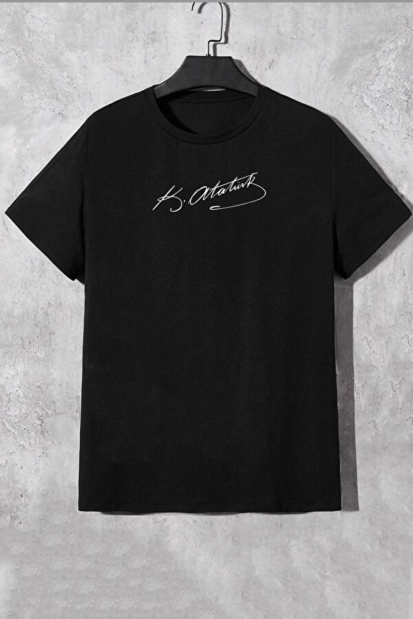 Unisex K.atatürk Imza Baskılı T-shirt - FLO 3 Al 1 Öde