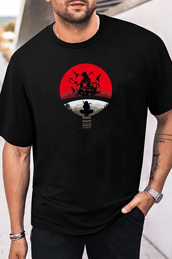 Unisex Itachi Uchiha Baskılı T-shirt - FLO 3 Al 1 Öde