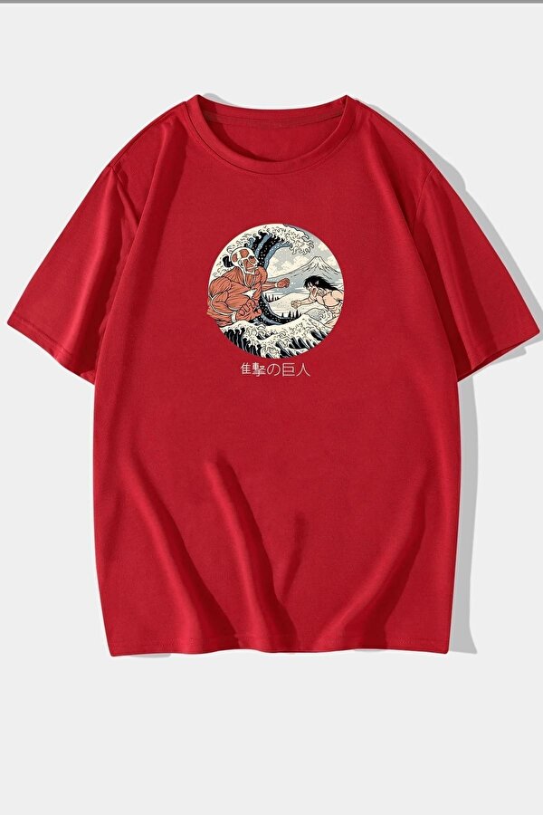Unisex Kanagawa Oki Nami Ura Baskılı T-shirt - FLO 3 Al 1 Öde