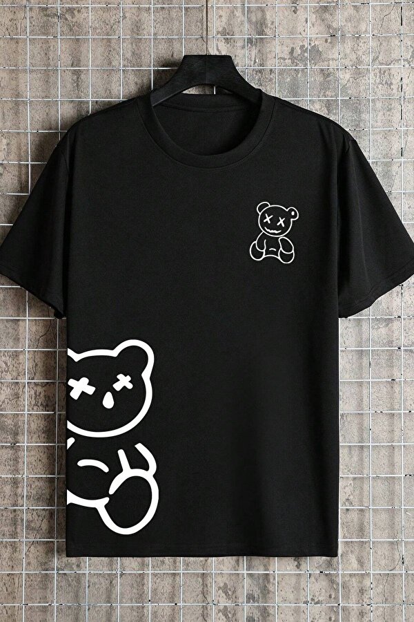 Unisex Draw Bear Baskılı Tasarım Tshirt - 3 Al 1 Öde